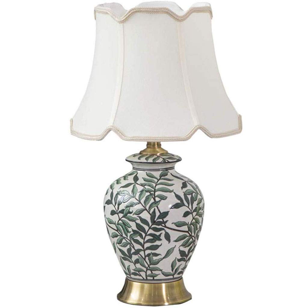 Ceramiczna lampa stołowa do salonu, klasyczna, tradycyjna, domowa, wazon, miedziana podstawa, stolik nocny