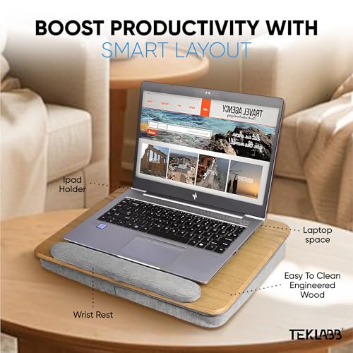 Image of Medium Lap Desk Pillow | Wooden Laptop Stand | Portable Lap Desk for Home, Office, and Travel Comfortable workspace for Maximum Productivity (Medium)