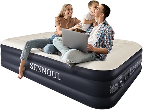 Colchón de aire Queen con bomba incorporada - Cama inflable mejorada, 2 minutos autoinflable rápido con doble cámara de aire, 16 pulgadas650 libras
