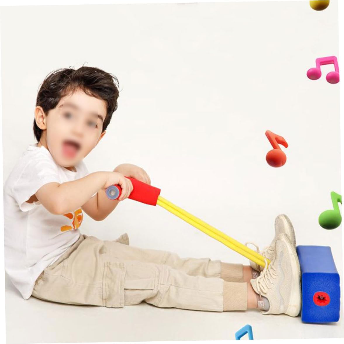 Soft Foam Bungee Jumper Stick Toy with Light & Sound, Rubber Bouncing Toy for Kids, Birthday, Outdoor Active Play, Fun Exercise Blue image 3