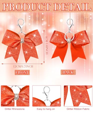 Image of Tondiamo Cheer Bow Keychain Cheer Keychain with Rhinestones Cheerleader Keyrings for Team Gift Cheerleading Sports Accessory