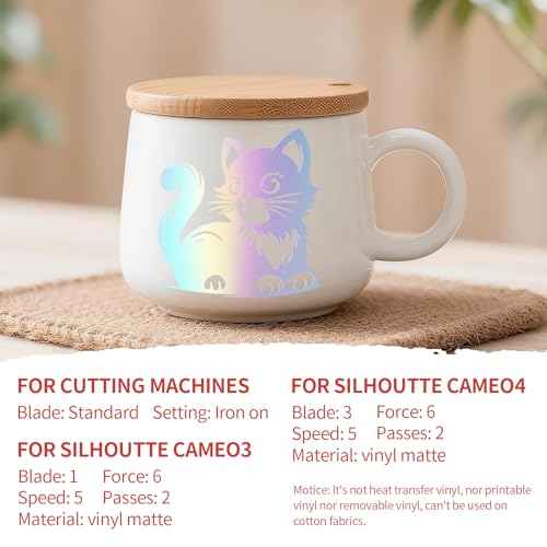 Image of IModeur Holographic Permanent Vinyl - 12 inch x 8 FT Permanent Adhesive Vinyl Roll for Cup Deco, Party Decoration, Sticker.