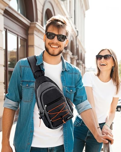 Bolso tipo sling para hombre y mujer, gris miniatura 7