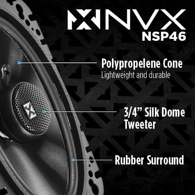 Miniatura 3 de NVX NSP46 300W Peak (100W RMS) Altavoces coaxiales de 2 vías Serie N de 4 x 6 pulgadas con tweeters de cúpula de seda de 0.787 in con deflectores de