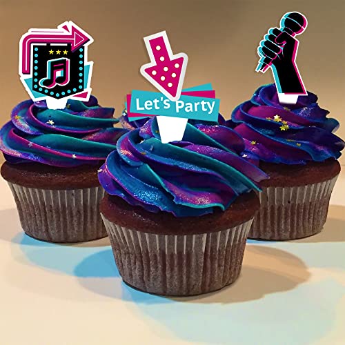 Music Cupcake Toppers 36Pcs For Girl Birthday Party Cake Decorations Popular Music Tik Theme Party Supplies Dessert Cake Toppers #TOP6