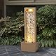 Teamson Home Garten Outdoor Brunnen Hoher Wasserfall mit warmen LED-Lichtern, Coastal Seashell Design, Robustes Polyresin, braunes Finish