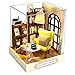 Montidey DIY Miniature Dollhouse Kit with Dust Leisurely Moment Toys Doll House Handmade Playset with Accessories Led Lights Wooden Model Gifts for Teens