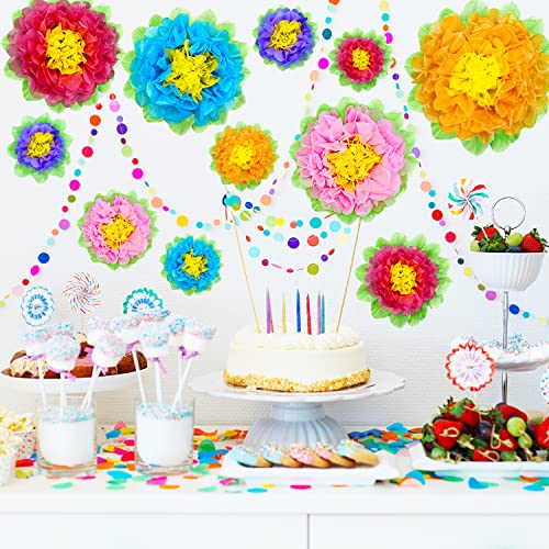 image for Qiuttnqn Set of 20 Fiesta Paper Flowers,Colorful Tissue Paper Flowers,