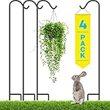 Gray Bunny Shepherd Hook, 48 Inch Black, Set of 4, Super Strong Rust Resistant Premium Metal Hook for Weddings, Hanging Plant Baskets, Solar Lights Lanterns Bird Feeders Mason Jars & Plant Hangers