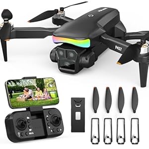 F417 Drone with Camera 1080P for Beginners and Adults,RGB LED Light 90°Electric Adjustable Lens,FPV Drone Mini RC Quadcopter with Live Video Camera,360° Flip,One Key Take Off/Land,Carry Case,Black
