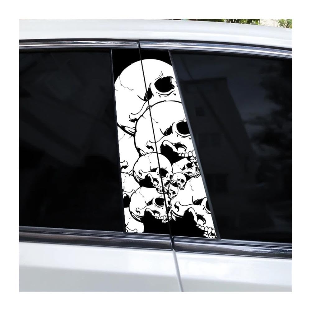 Bertdcx E Whit Skull Car Sticker Center Pillar Waterproof Diy Door Pillar Decal Auto Parts(E)