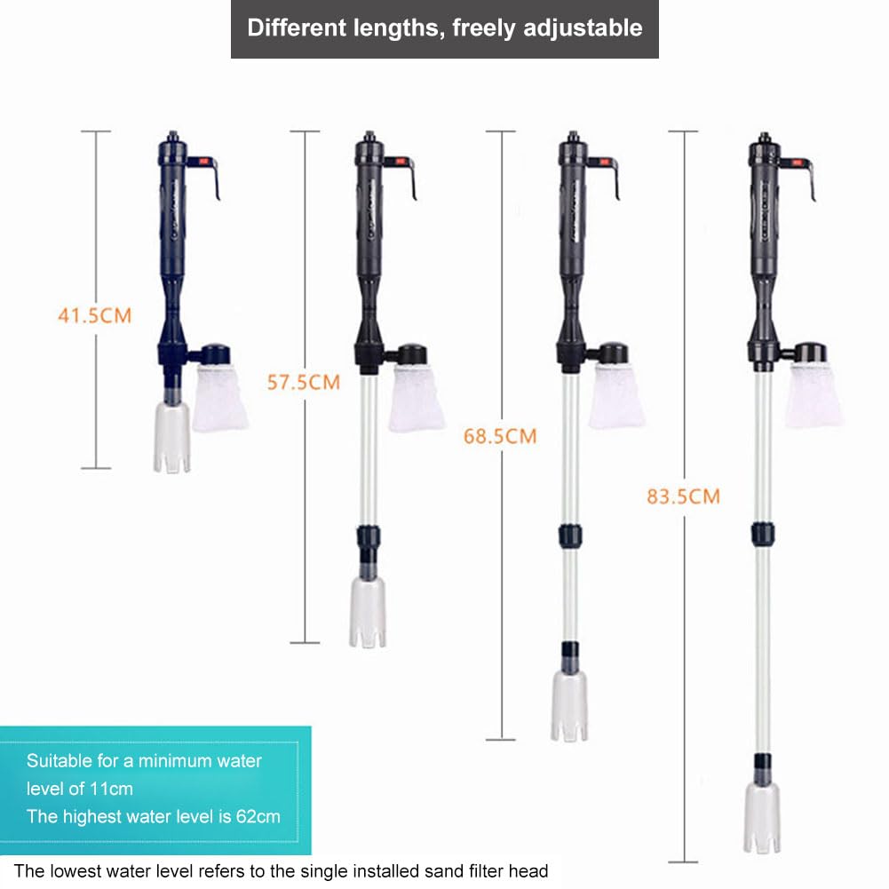 Limpiador de Grava para Acuario, 3 en 1 Aspirador Automático para Acuario, Cambio de Agua de Acuario, Multifuncional Cambiadores de Agua, Limpiador de Peceras para Lavado de Arena Cambio de Agua