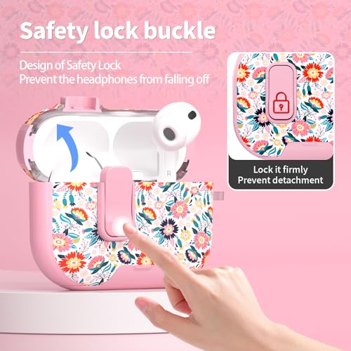 Image of for AirPods Pro 3 Case with Lock & Phone Stand,Cute Floral Pattern Style