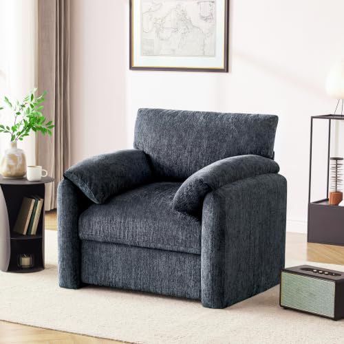 Image of Howjoe Accent Chair for Living Room, Oversized Reading Armchair, Blue