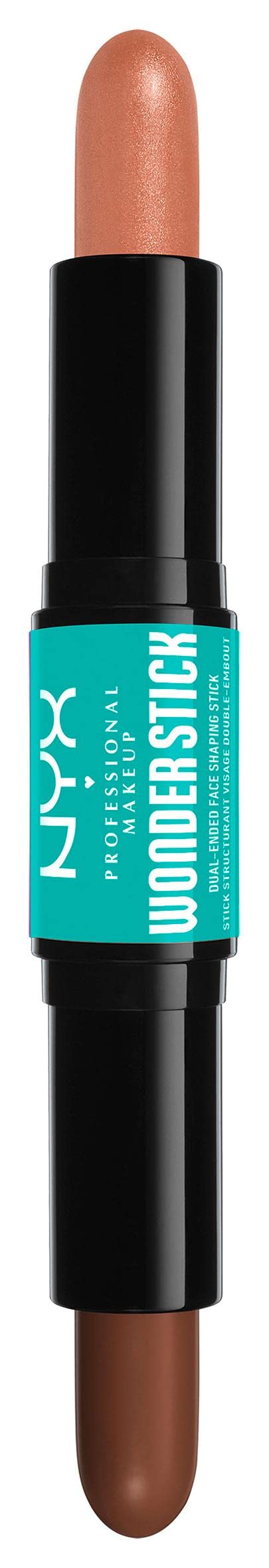 NYX Professional Makeup Podświetlacz i konturówka do konturowania z dwoma końcówkami, kształtuje i rozjaśnia, zmywalny i wegański, Wonder Stick, średni