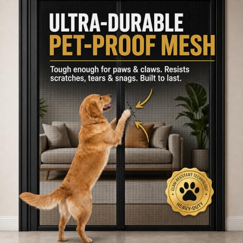 Image of Premium Magnetic Screen Door, Heavy-Duty Reinforced Mesh, Ultra-Dense Weave, Smooth Auto-Close, Pets & Kids - Hands-Free, No-Gap Seal