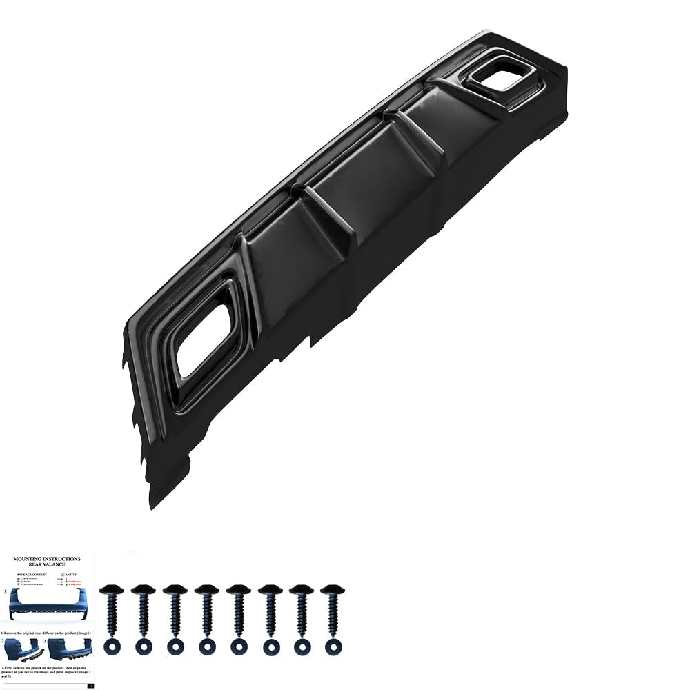 Oneway Jupe de pare-chocs arrière (Diffuseur) compatible avec Seat Ibiza (6F) 2017- incl. FR - Noir brillant, 126x34x16