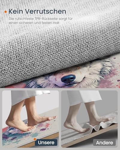 Tapis rond loup beige moquette lavable antidérapante