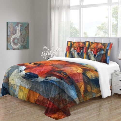Housse de couette renard jungle 3D infroissable microfibre 140x200 - 5