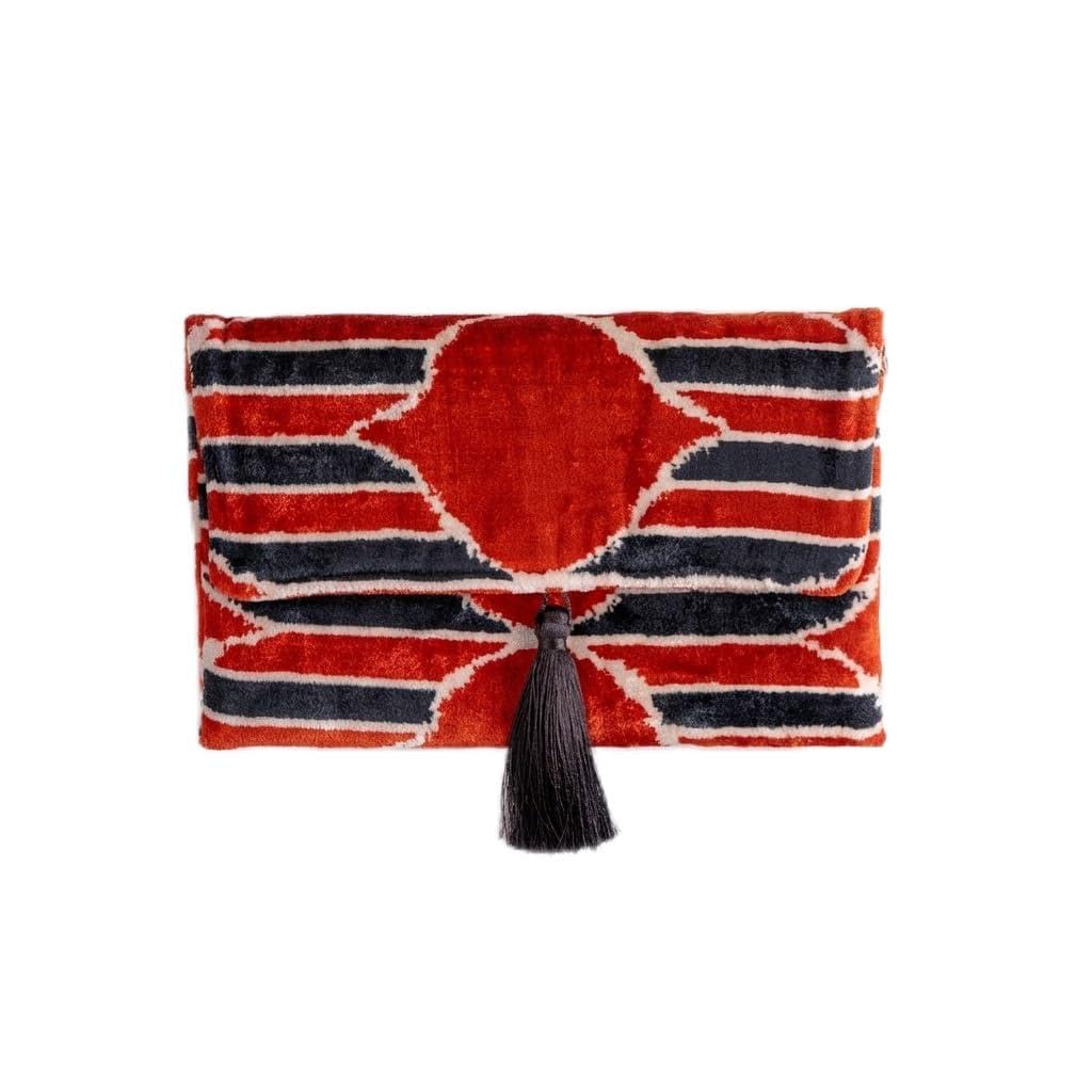 Bolso Ikat de terciopelo de seda hecho a mano, estilo sobre, diseño bohemio, patrón étnico, opción de correa de cadena, bolso de mano de fiesta de noche, bolso de mano de alta calidad, blanco