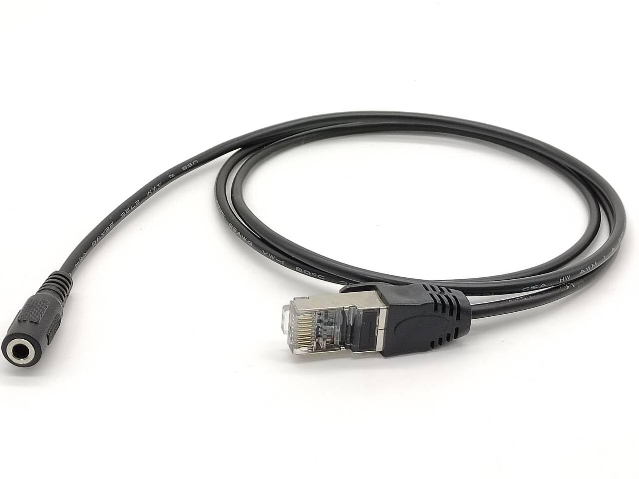 RJ45 Male to Mini (1/8") 3.5mm Female Cable 1m(3.28ft) Gold-Plated Adapter for Network to Audio Connectivity