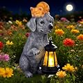 ILLUMINEW for Mom – Solar Dog Garden Statues with Lantern and Sleeping Cat, Resin Pet Figurine Light for Outdoor Yard Decor, Gift for Women Grandma