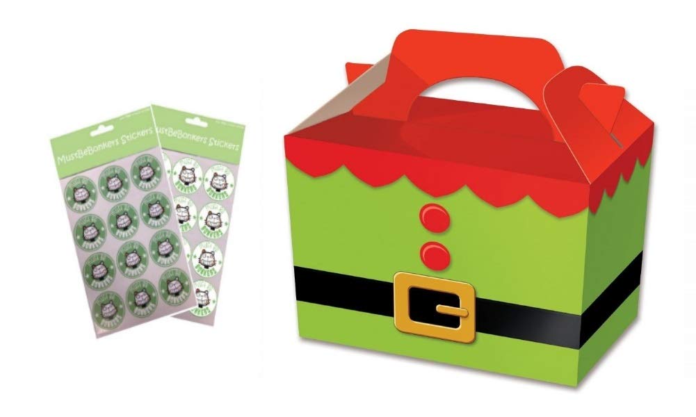 Green Elf Tunic Christmas Party Food Boxes - Childrens Xmas Meal Bag Plate Box (15Boxes)