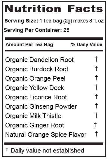 Jade Tea -Organic Liver Detox Tea & Spleen Detox Tea - Organic Dandelion Root, Burdock Root, Ginger Root & Orange Peel - Supports Liver, Gallbladder & and Spleen Health - Orange Spice - Made in USA - Image 2