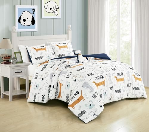 Chezmoi Collection Cartoon Dogs Kids Bedding Set, Full/Queen