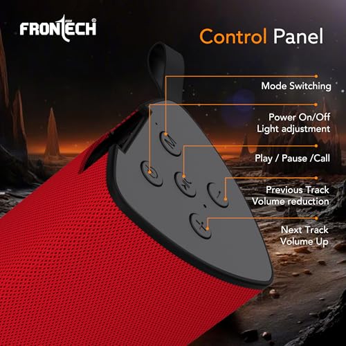 Image of FRONTECH Multimedia Speaker with FM Radio /USB /TF /and Aux Support 3 W Bluetooth Speaker / 800 mAh Battery, 1 Year Warranty (Red- SW-0182)