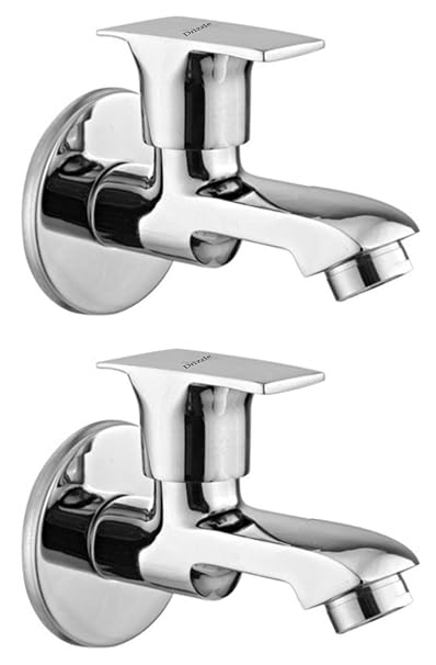 DRIZZLE SWF102-2 Swift Long Body Bib Cock Brass | Chrome Plated | Quarter Turn | Foam Flow (Combo of 2 Pieces)