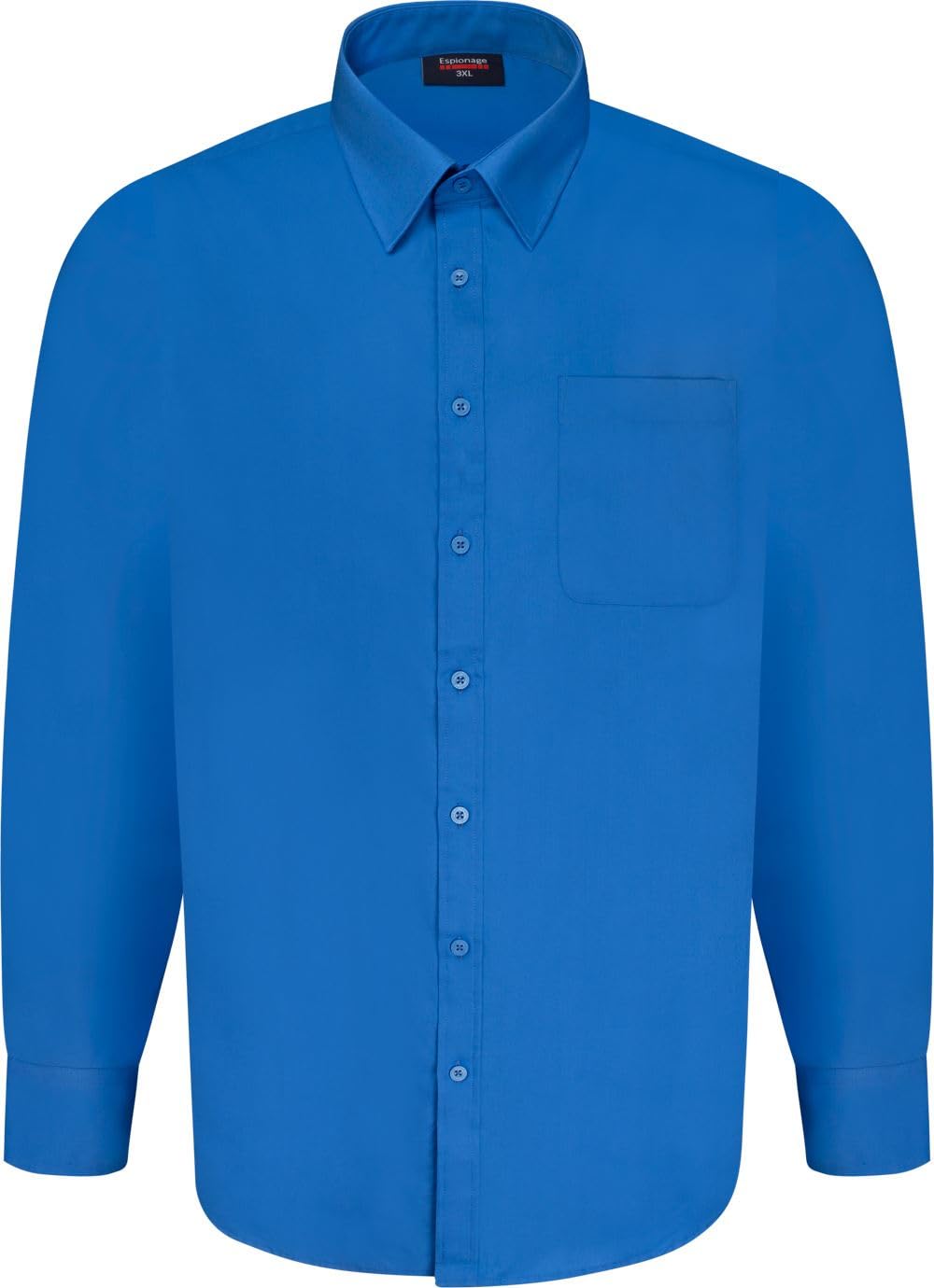 Espionage Men's Kingsize SH151 Plain Collar Long Sleeve Shirt Size - 4XL - 54-56" Chest Blue