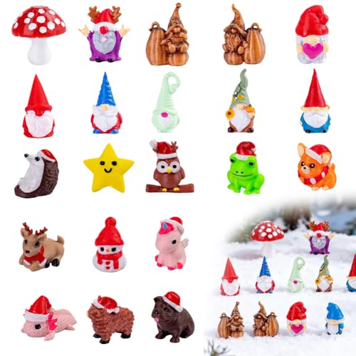 KDFSSIPE Weihnachten Miniatur Ornamente 21 Stück, Mini Weihnachtsdeko Harz Figuren Set Mini...