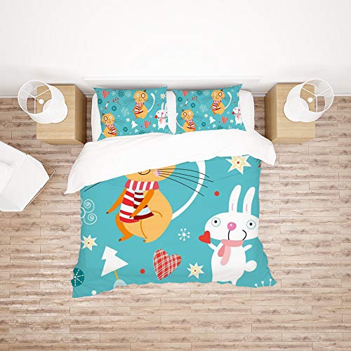 Parure de lit 3 pièces polyester ultra douce King size imprimé animal - 2