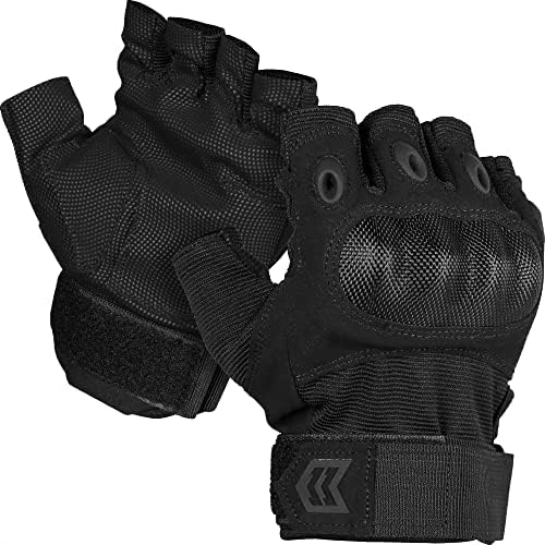 Mission Made Fingerless Hellfox Tactical Gloves for Men (Pitch Black, X-Large)