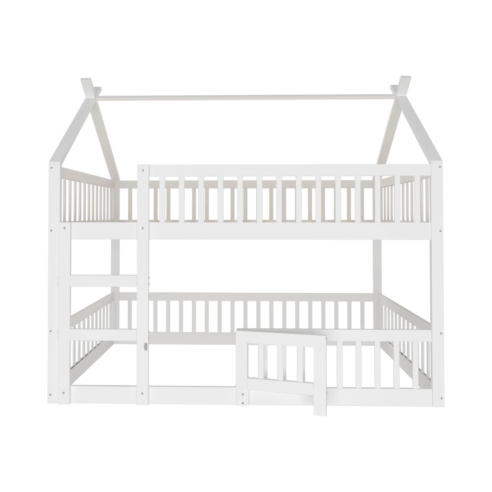 Lit Mezzanine Enfant 140x200cm PUGSDRLY - Avec Escalier Rangement, Étagères - Blanc - Pour Chambre D'Enfant
