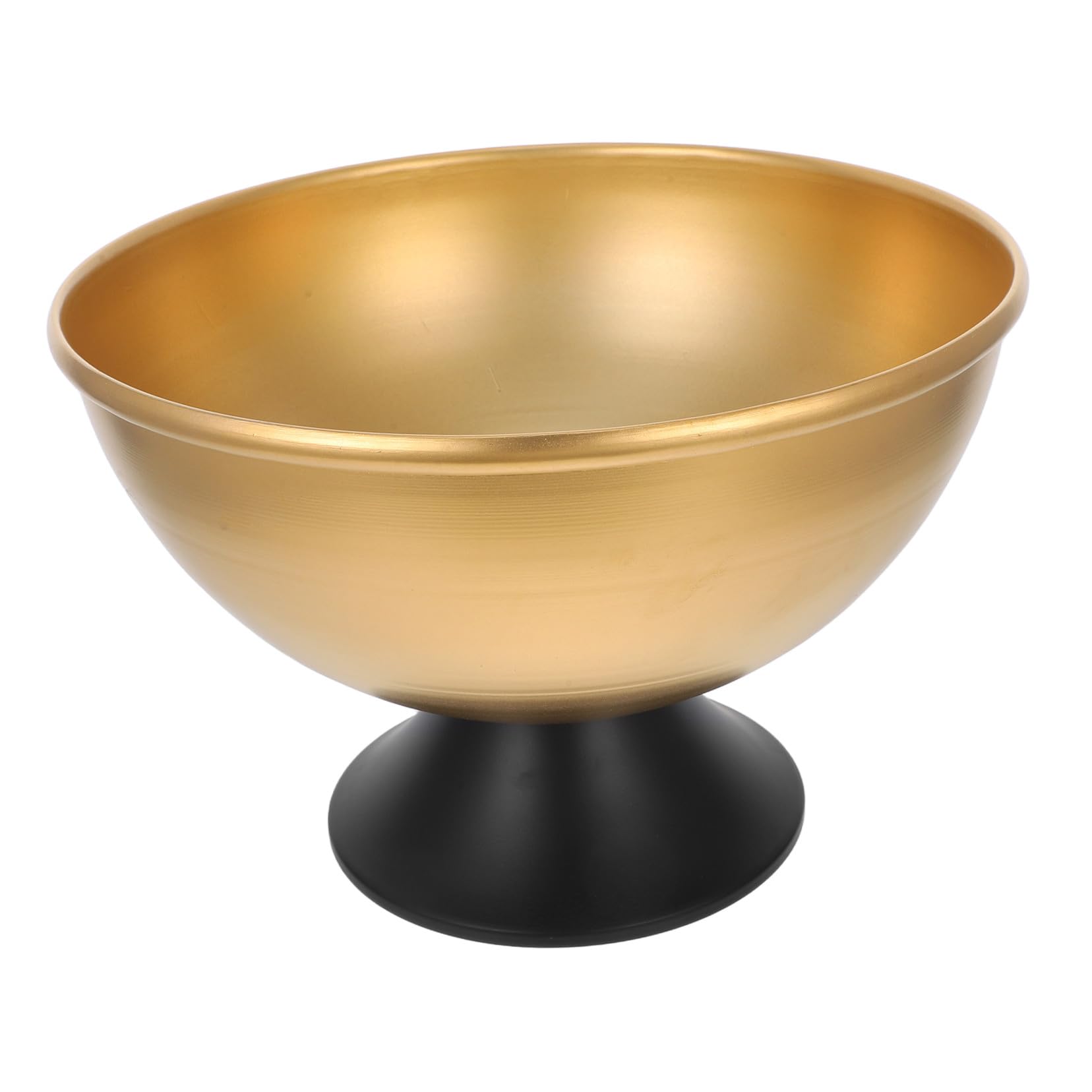 Goldene Metallschüssel mit Fuß aus Eisen, Breite Öffnung für Blumen | Elegantes Design, Schalenförmig für Tischdeko und Hochzeitsfeiern, 1 Stück