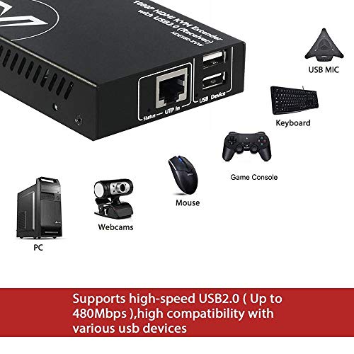 Image of AV Access HDMI KVM USB Extender Over Cat5e /6 /6a /7 260ft /80M, 2 USB 2.0 Ports, Zero-Latency, Plug and Play, PoE, No Driver, Supports All Operating System, Keyboard and Mouse USB Over Ethernet