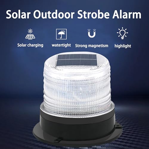 Image of Solar Strobe Warning Light: Strong Magnetic Base Waterproof Traffic Lights,Solar Safety Flashing LED Lamp for Construction, Traffic, Factory, Safety Sign, Crane Tower (White:Red and Blue Light)