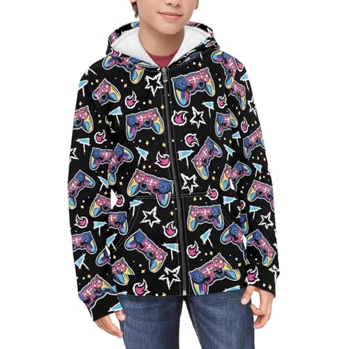 Boys Girls Hoodie Graphic Jacket Long Sleeve Youth Sweatshirt Full Zip Coat with Hood Spring Fall Winter3