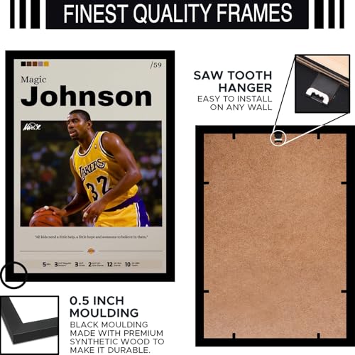 Image of BLINKART Magic Johnson | Nba Basketball Player | Synthetic Wood Photo Framed Wall Hanging Poster Room & Office Bedroom Living Boys And Girl Room Home Wall Hanging | 12x18 Inches