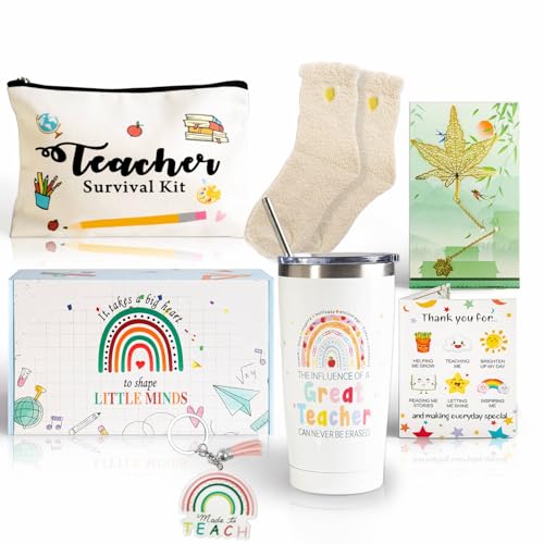 Cesta de regalo de agradecimiento para profesores, ideal como regalo de Navidad con vaso y marcas 2