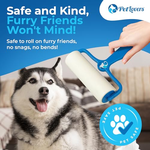 Image of PetLovers 6.3 inch Large Lint Roller for Pet Hair Extra Sticky 360 Sheets, Ideal for Pet Hair Removal from Furniture & Clothes, Dog and Cat Lint Remover 4 Pack