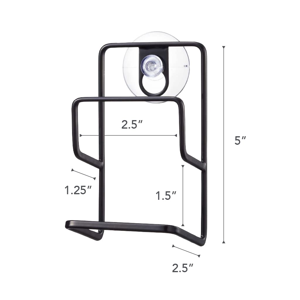 Yamazaki 2265 TOWER Double Sponge Holder with Suction Cup, Black, Steel, Minimalistyczny design, 7,5 x 6,3 x 12,7 cm (dł. x szer. x wys.)