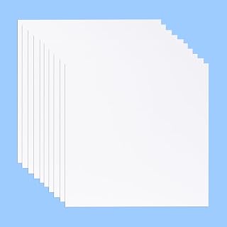 10 Pack 8x8 Inch White Opaque Rigid PVC Sheets, 0.02" Thick 200x200mm - Ideal for DIY Cutting, Office Crafts & Projects