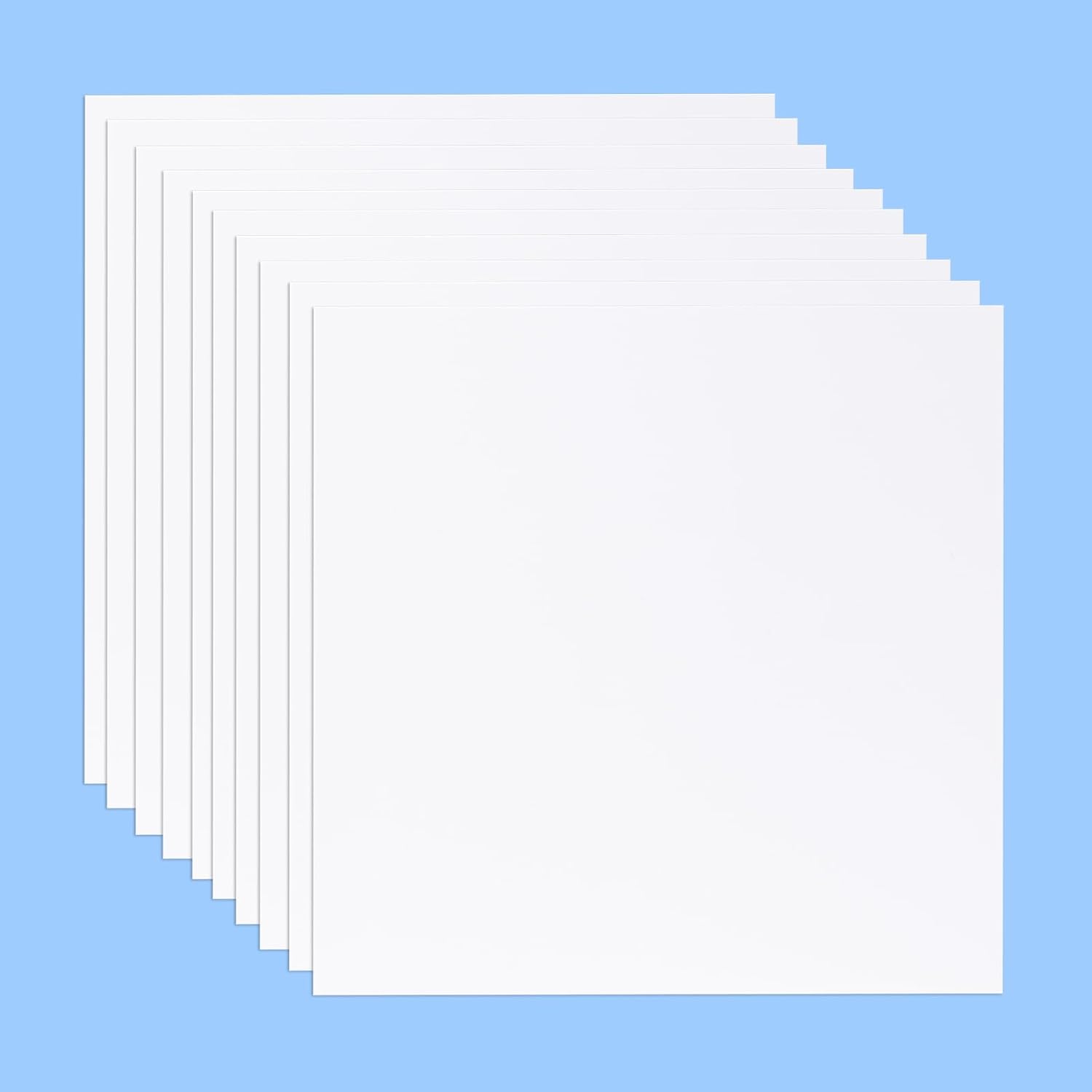 10 Pack 8x8 Inch White Opaque Rigid PVC Sheets, 0.02" Thick 200x200mm - Ideal for DIY Cutting, Office Crafts & Projects
