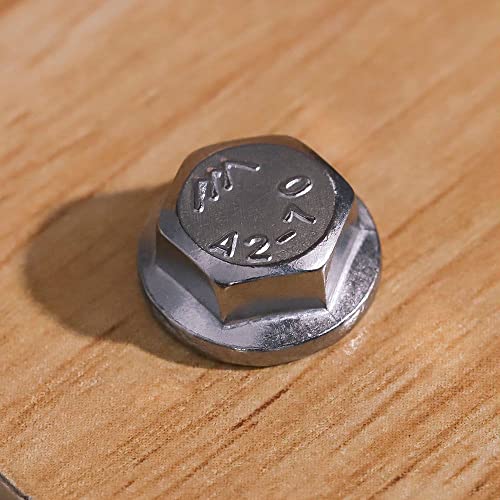 Image of Glvaner (20 Sets) M6 x 50mm Stainless Steel Extra Large Flanged Hex Bolts Screws and Hex Nuts & Flat Washers Kits, Full Thread