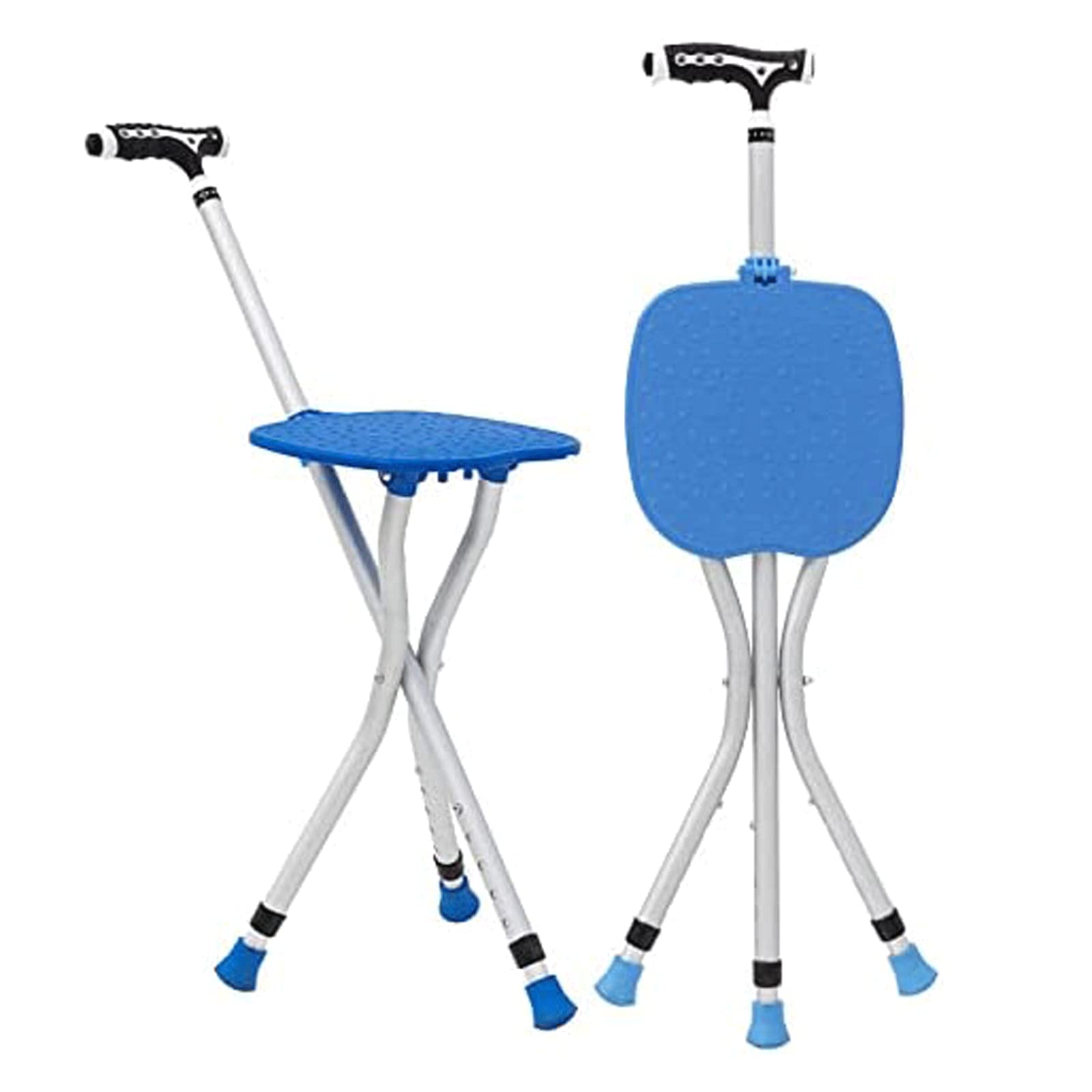 Stampelle da passeggio Sgabello stampella medica con sedia stampella treppiede leggera a doppio scopo Canna pieghevole in alluminio leggero per anziani Adulti Supporto per deambulazione leggero da 1