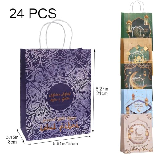 Sac Eid Mubarak en papier poignées lot de 24 - 6
