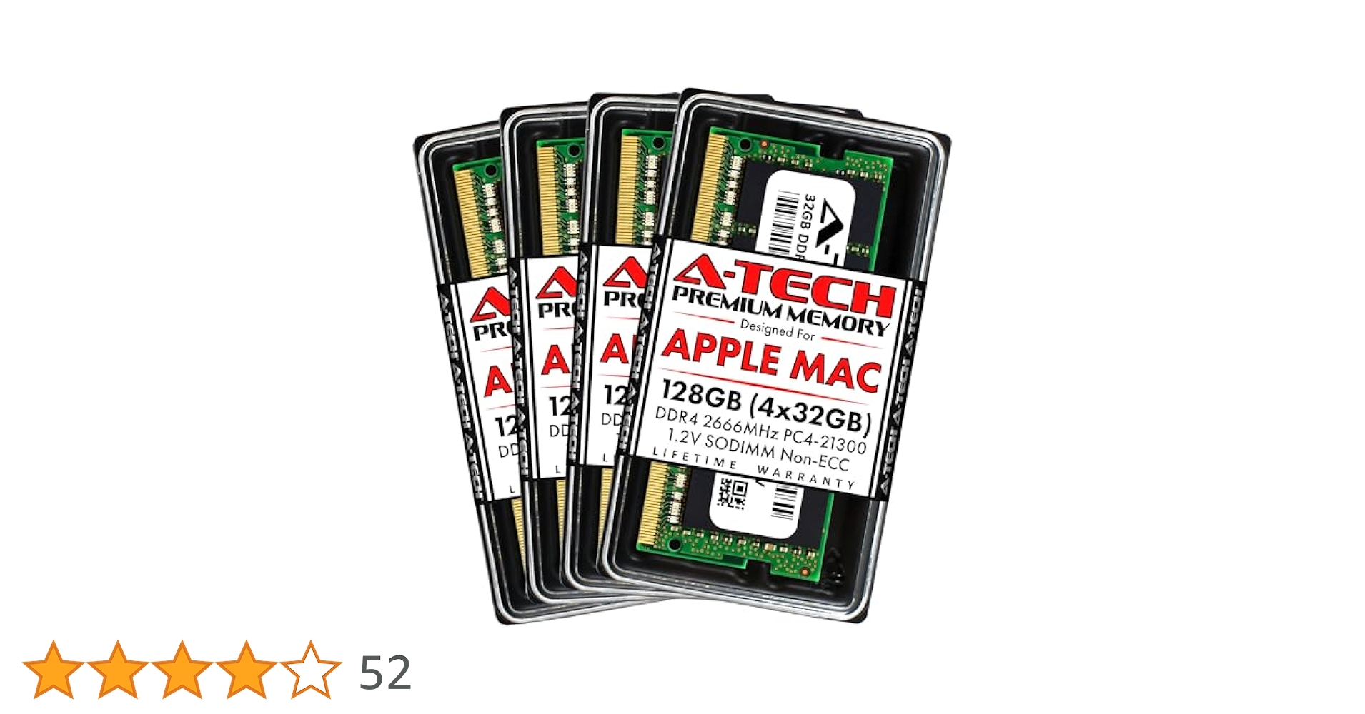 Amazon | A-Tech 128GB キット (4x32GB) DDR4 2666MHz RAM Apple